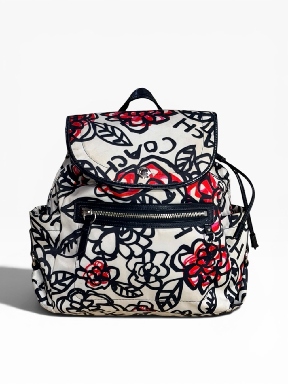 Coach Poppy Daisy Floral Graffiti Backpack Pink Interior
